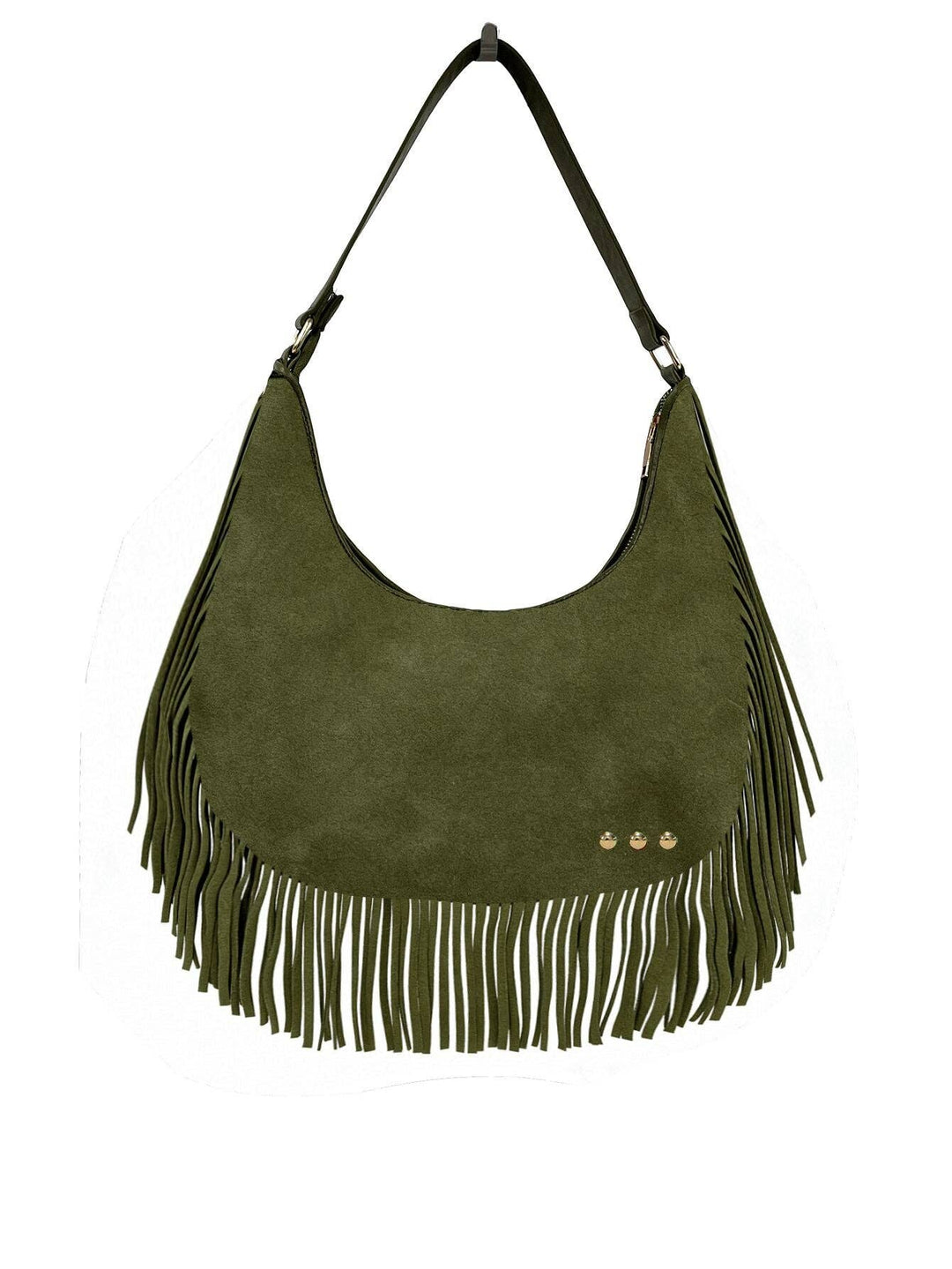 Kass Suede Fringe Slouchy Bag