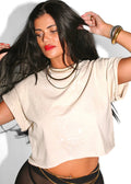 CROPPED PEBBY BASICS BLEACHED OUT IVORY TEE