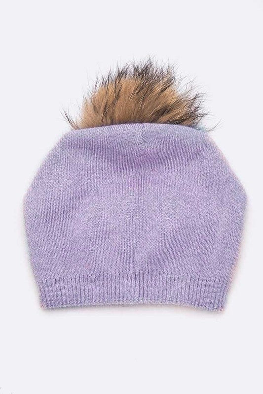 Fur PomPom Pre-Sewed Slouchy Beanie