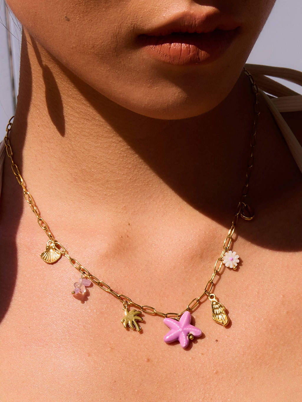 Anya 18K Gold Non-Tarnish Starts and Palm Charm Necklace