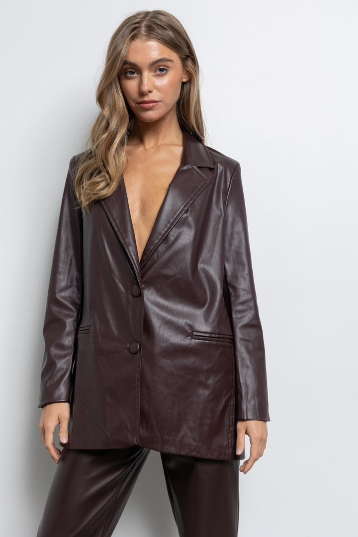 Vegan leather blazer