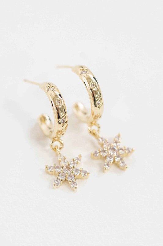 Floral Charm Hoop Earrings