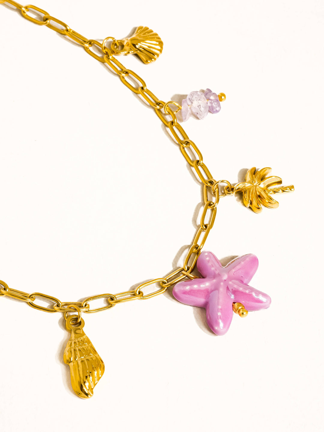 Anya 18K Gold Non-Tarnish Starts and Palm Charm Necklace