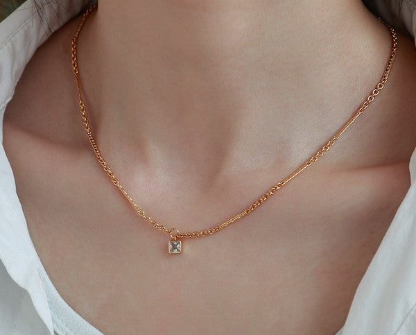 Square Zircon Necklace