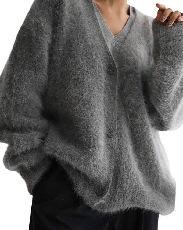 Fuzzy oversized cardigan