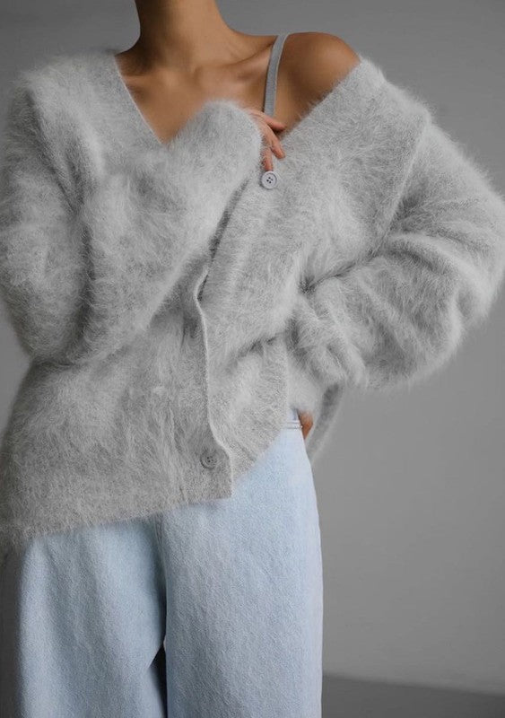 Fuzzy oversized cardigan