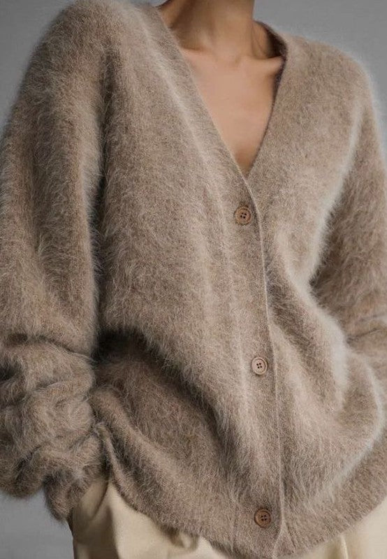 Fuzzy oversized cardigan