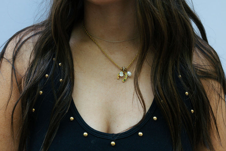 Western 18K Gold Non-Tarnish Horseshoe Charm Necklace