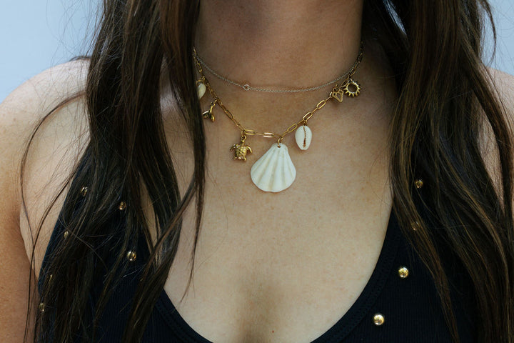 Ibiza 18K Gold Non-Tarnish Seashell Charm Necklace