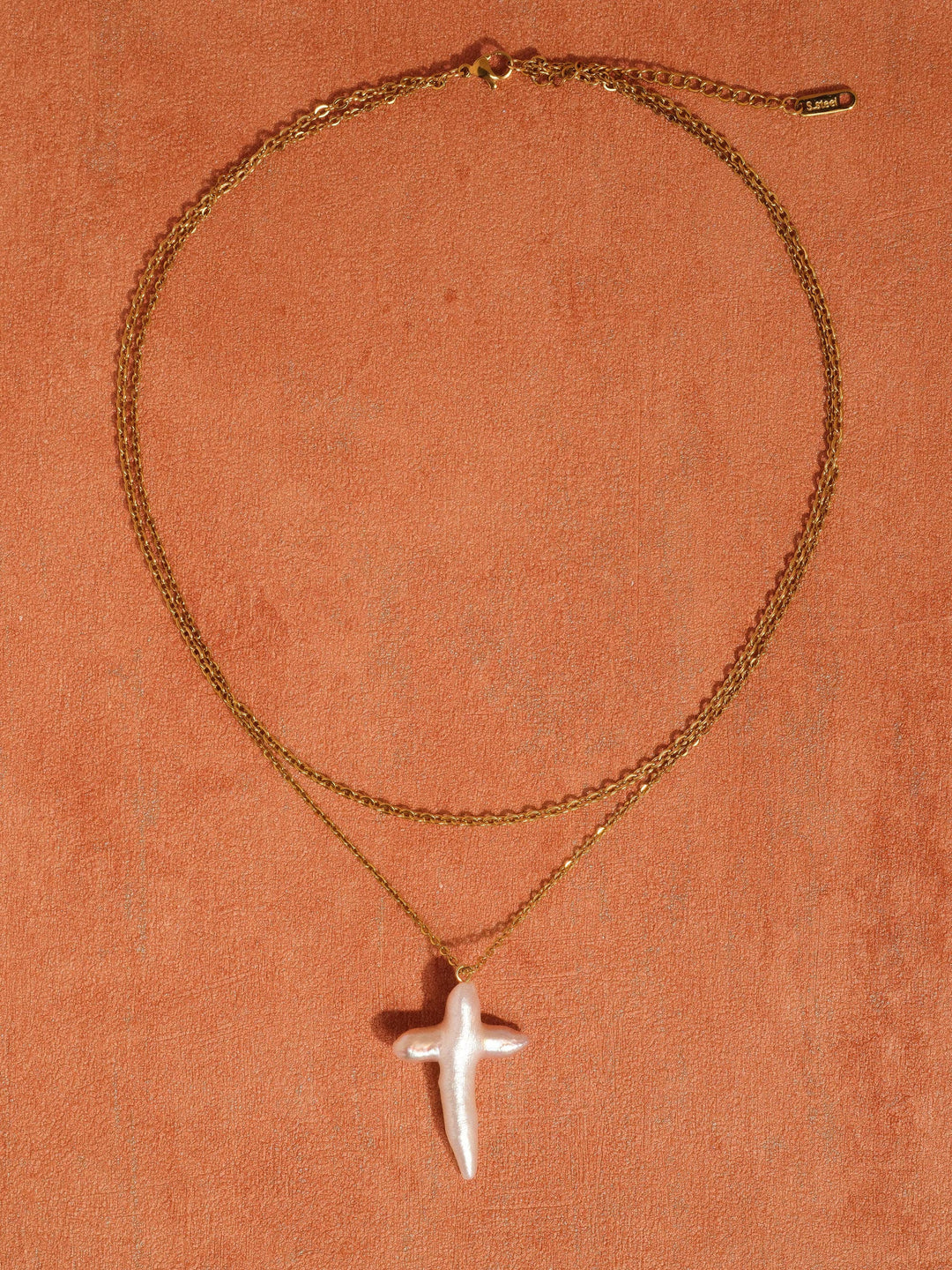 18K Pearl Cross Necklace