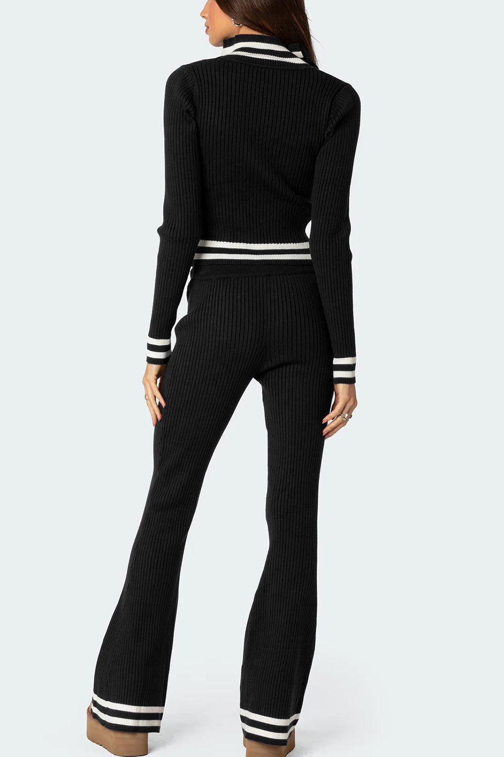 Zip Up Long Sleeve Top and Pants Set