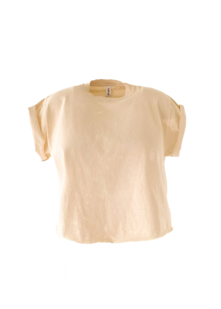 CROPPED PEBBY BASICS BLEACHED OUT IVORY TEE