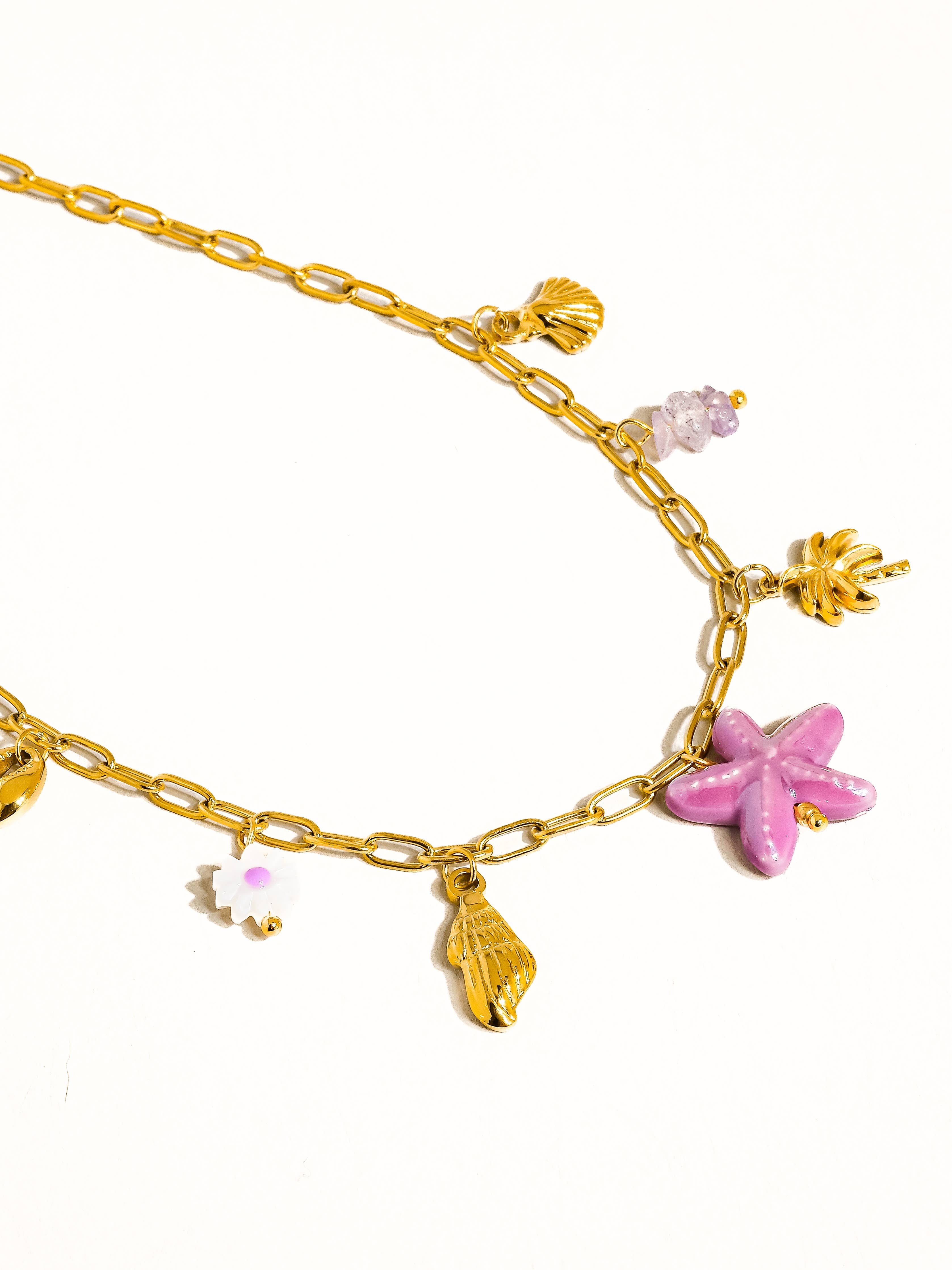 Anya 18K Gold Non-Tarnish Starts and Palm Charm Necklace