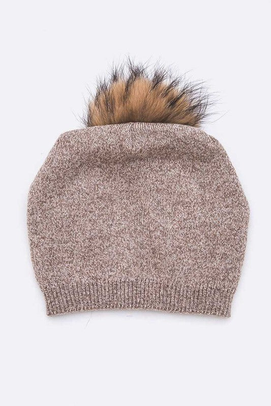 Fur PomPom Pre-Sewed Slouchy Beanie