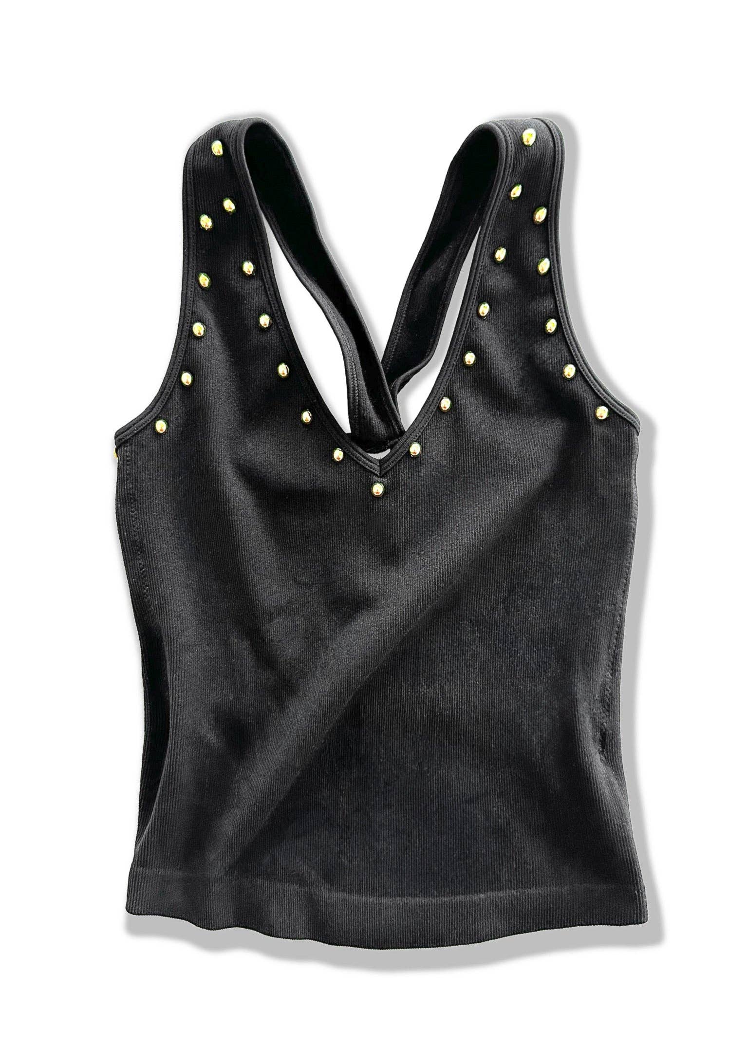 STUDDED BACK SMOOTHING V-NECK BRAMI