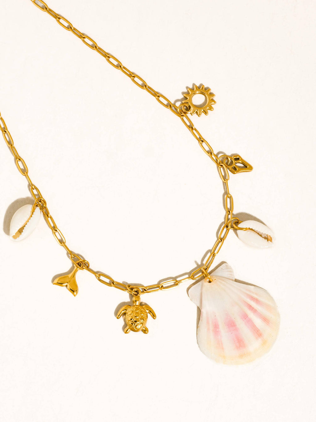 Ibiza 18K Gold Non-Tarnish Seashell Charm Necklace