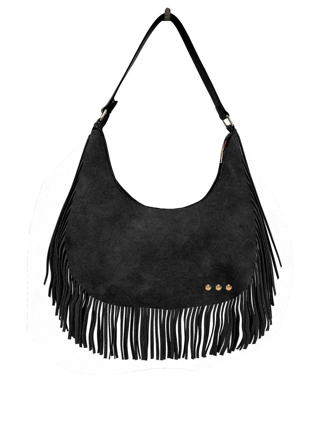 Kass Suede Fringe Slouchy Bag