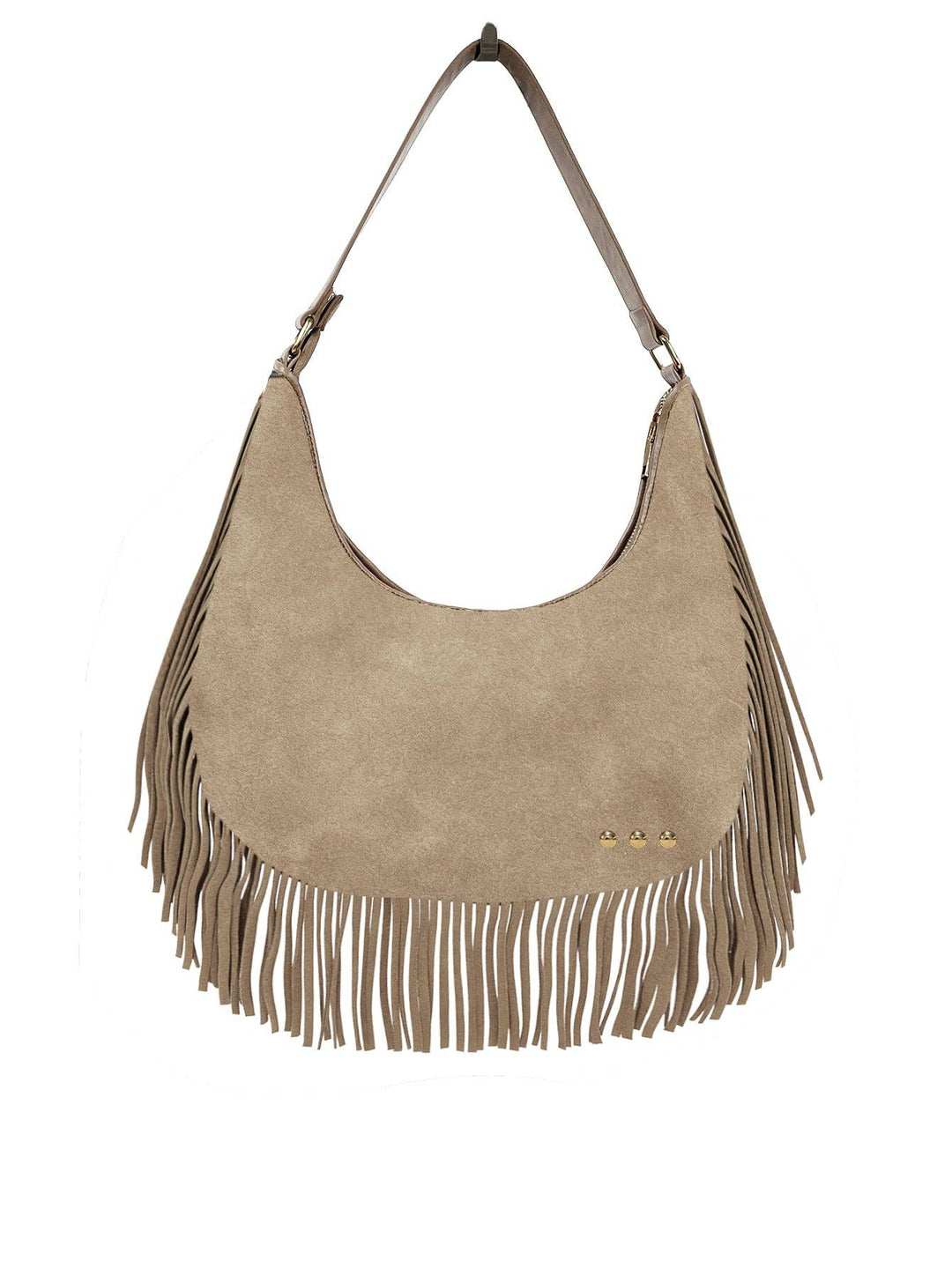 Kass Suede Fringe Slouchy Bag