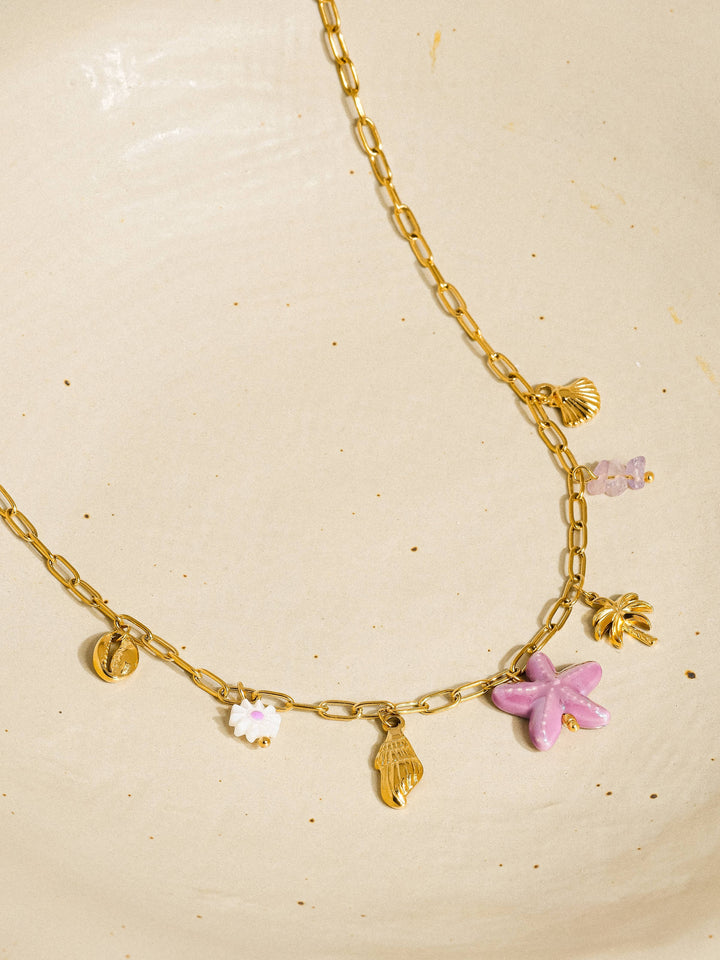 Anya 18K Gold Non-Tarnish Starts and Palm Charm Necklace