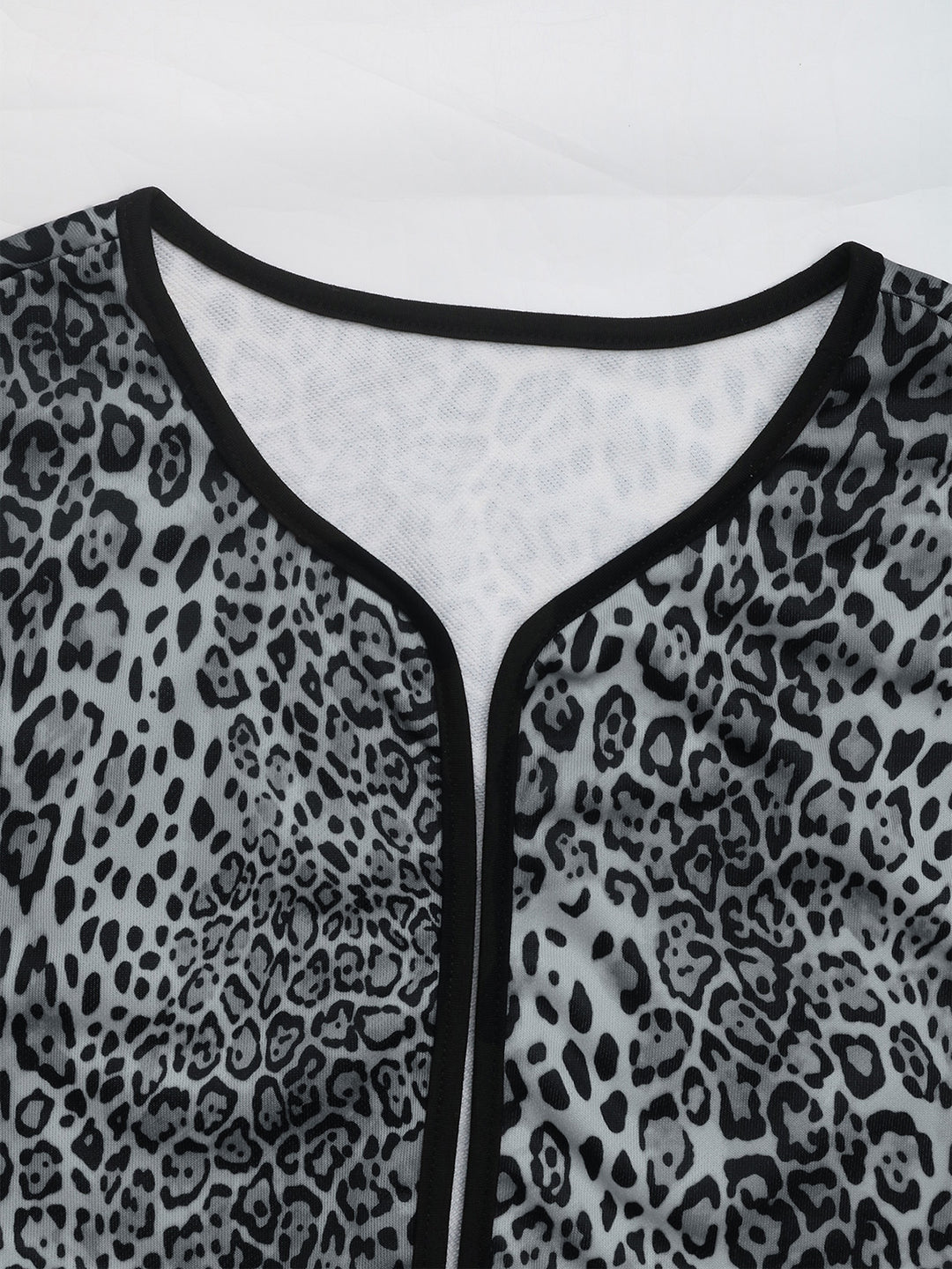 Open Front Leopard  Long Sleeve Jacket