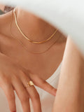 Jean 18K Gold Non-Tarnish Layered Flat Snake Chain Necklace