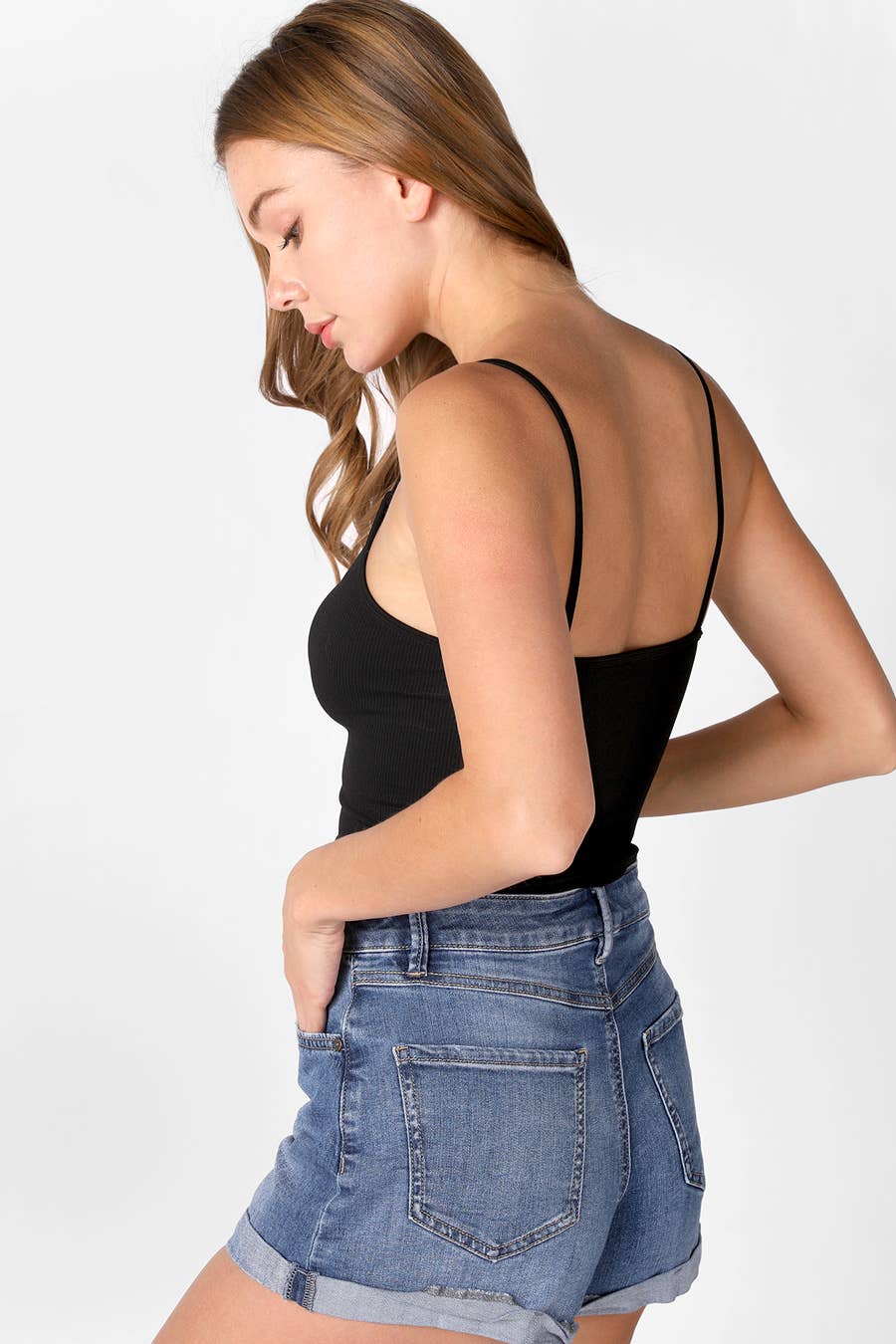 HANNAH RIBBED V NECK CROP TOP